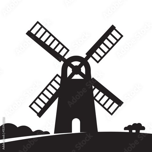 windmill silhouette vector