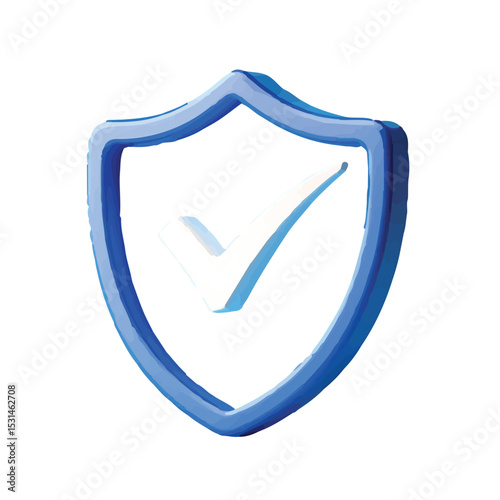 Secure Shield 3D Rendering of a Check Mark Icon
