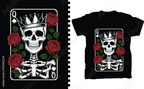 King skeleton T-shirt Design with a transparent Background