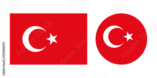 Turkey flag original. Round Turkey flag. Vector