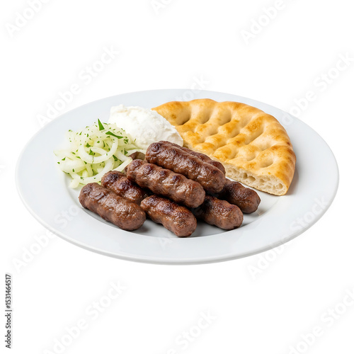 Cevapi plate: traditional balkan grilled meat dish