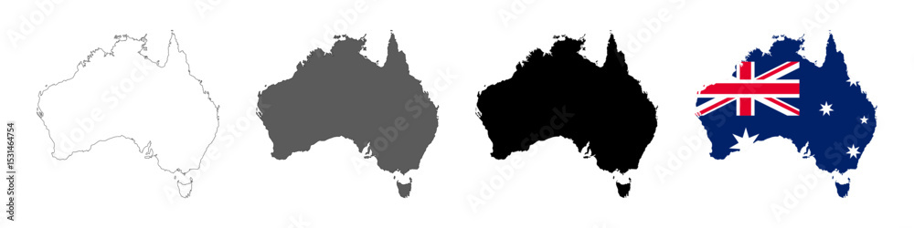 Obraz premium Australia map set. Australia vector map logo, symbol