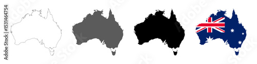 Australia map set. Australia vector map logo, symbol