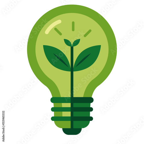 Green light bulb with plant inside symbolizing eco energy innovation and sustainable growth