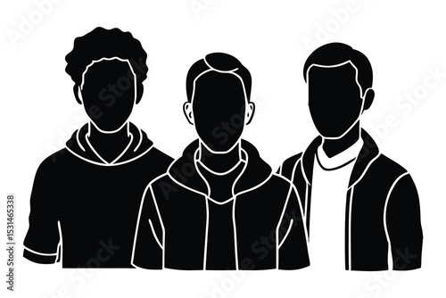 Family silhouette vector illustration showing group of people and user icons in business and social context