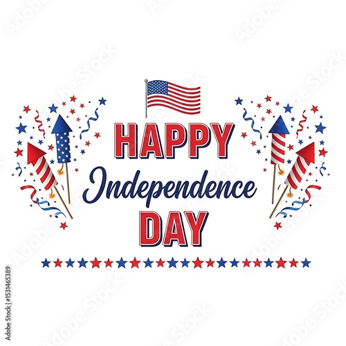 Festive happy independence day usa celebration with fireworks and american flag