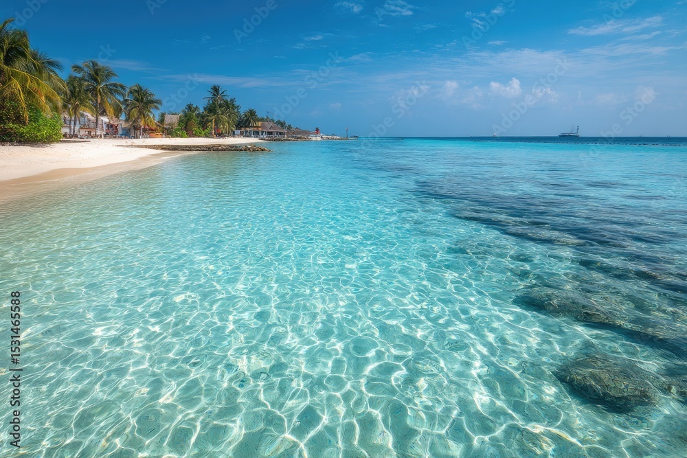 Fototapeta premium Tropical beach scene with clear turquoise water