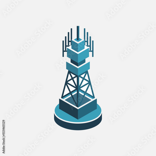 5G network tower icon, Telecommunication tower symbol vector illustration
