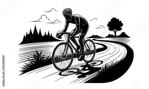 dynamic cycling silhouette showcasing a cyclist in motion perfect for sports graphics and cycling-themed projects