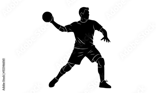 dynamic handball player silhouette showcasing an action throw ideal for sports graphics and handball design projects