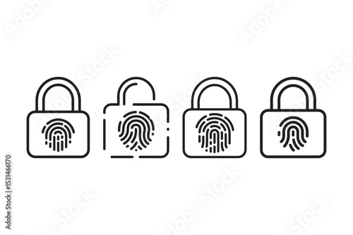 Biometric Fingerprint Lock Icons