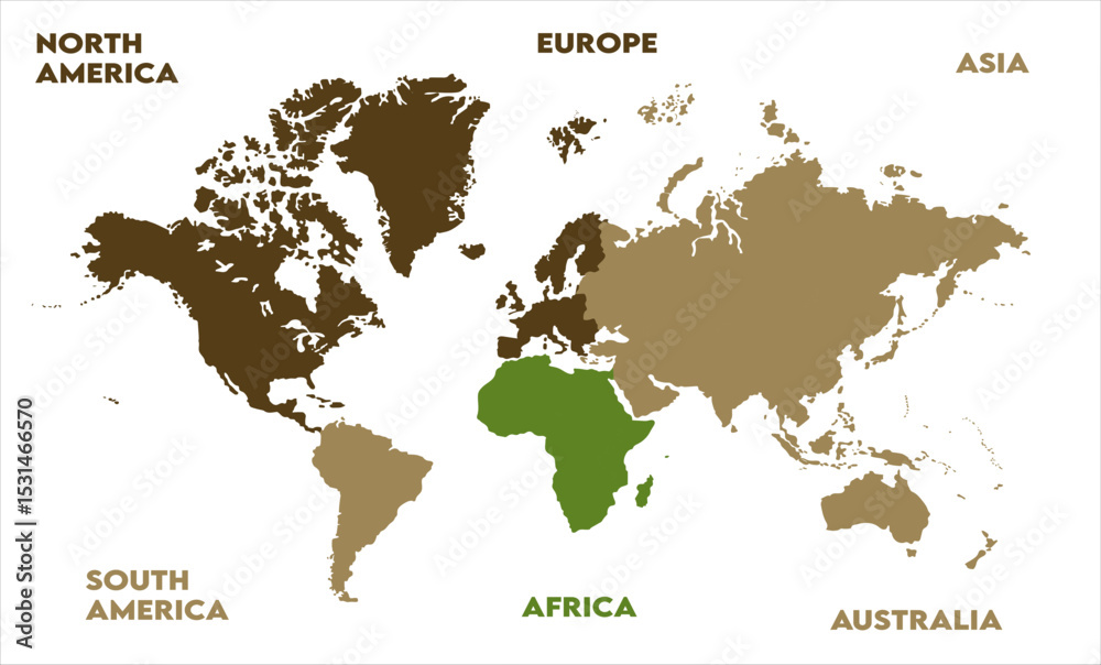 Fototapeta premium Physical map-04, modern world map graphic, Countries Silhouettes Stock Illustrations, Vectors