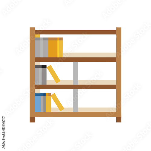 Vector illustration of bookshelf, isolated on white background