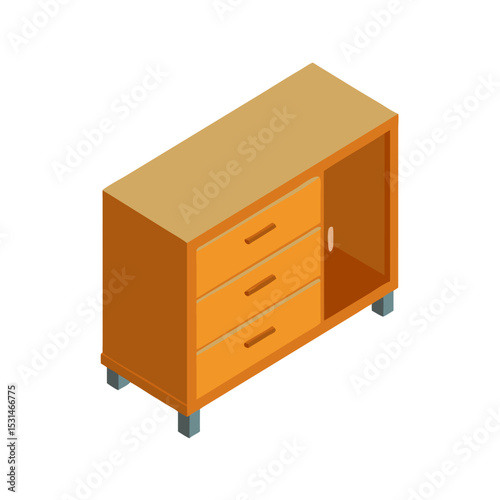 Vector illustration of dresser, isolated on white background