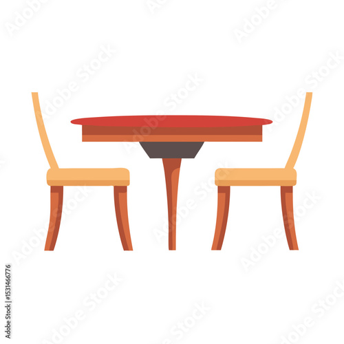 Vector illustration of dining table, isolated on white background