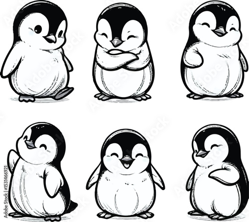 Adorable Penguin Mono vector.eps