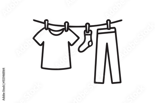 Clothes after washing on a rope vector.