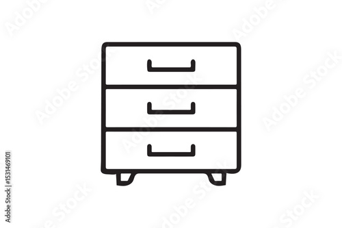 Drawer icon silhouette on white background