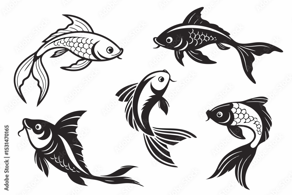 Fototapeta premium set of fish vector