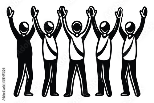 Vector silhouettes of people, illustrating concepts of business, team, leadership, and success