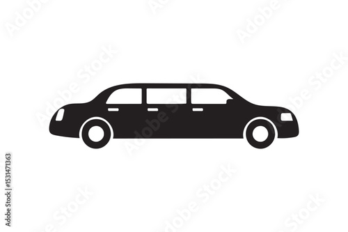Limousine vector silhouette on white background.
