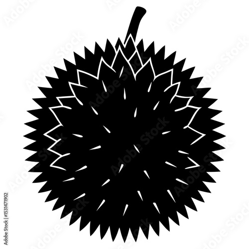Durian with spiky texture silhouette