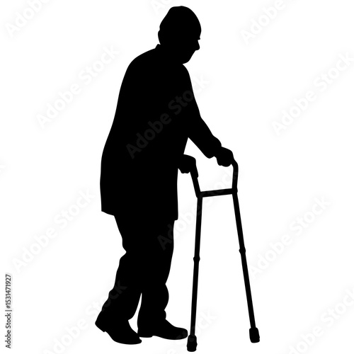 Elderly person with walker silhouette