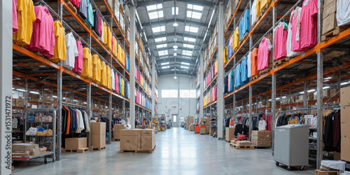 Wallpaper Mural Apparel Distribution Center A fashion logistics warehouse with garments suspended on automated conveyor systems that move clothing from receiving to Torontodigital.ca
