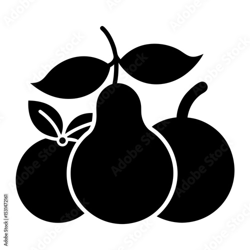 Monoline fruit combo icon silhouette