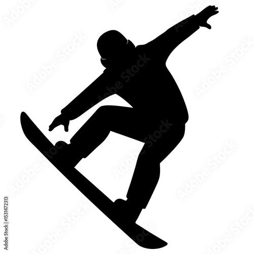 Snowboarder jumping mid-air silhouette
