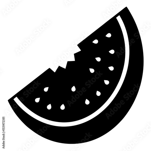 Watermelon with bite mark silhouette