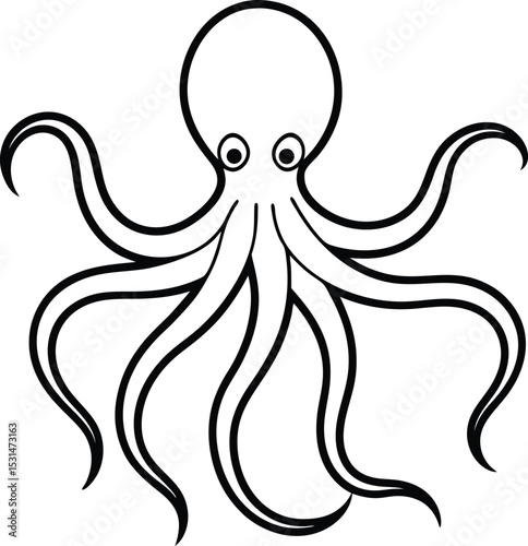 Black and White Octopus Illustration
