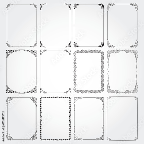 Frame  for invitation in modern vintage style. Frame template for cards, posters, banners
