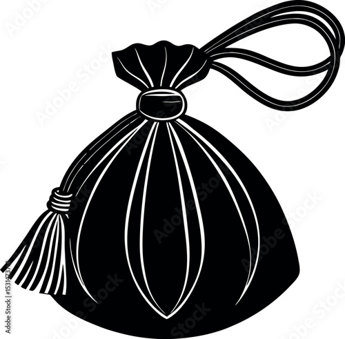 Luxury Satin Pouch Bag With Tassel Shallotte On White Background