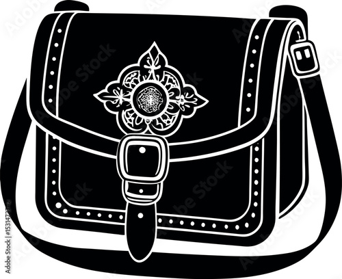 Messenger Bag With Decorative Buckle Shallotte On White Background