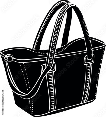 Functional Zippered Tote With Long Strap Shallotte On White Background