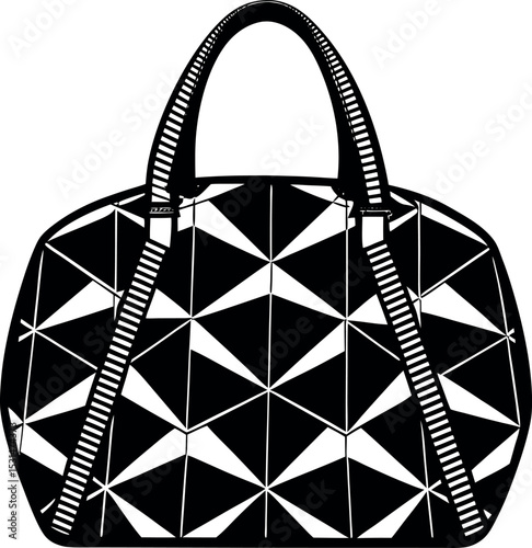 Geometric Pattern Handbag With Zipper Closure Shallotte On White Background
