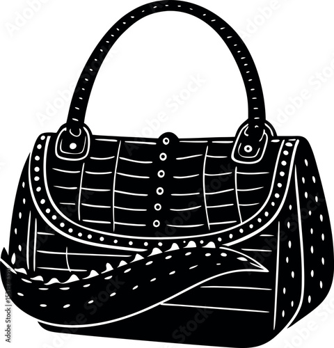 Glossy Croc Textured Mini Bag Shallotte On White Background