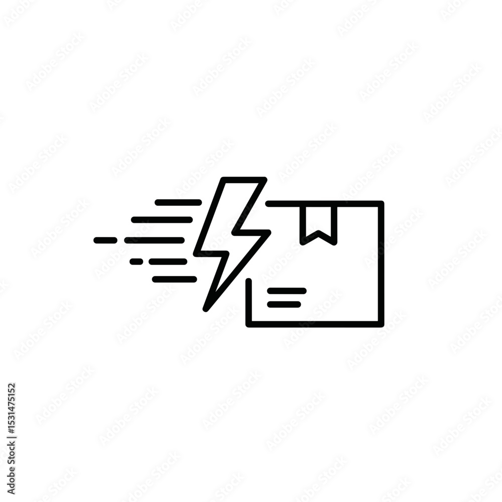 Fototapeta premium Delivery box icon with lightning fast motion effect