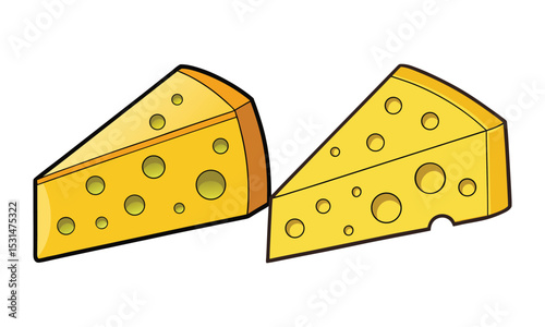 Delicious Cartoon Cheese Slices with Holes - Swiss Cheese Style Illustration