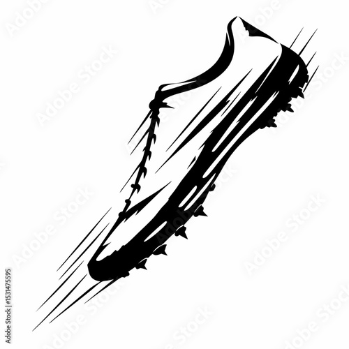 Soccer cleat in motion with dynamic speed lines  