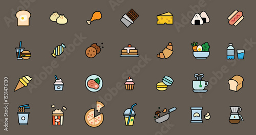 Icon collection of food and desserts