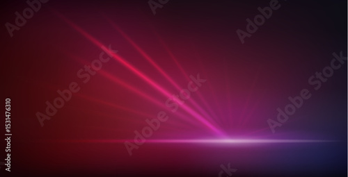 Abstract Red Neon Background with Bright Ray Halo in Retro Wave Style. Vector clip art for your night party design.