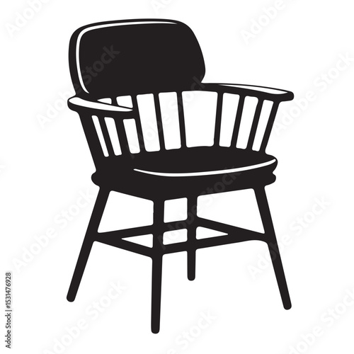 Old brown wooden chair, a comfortable vintage furniture object isolated on white, perfect for any home interior