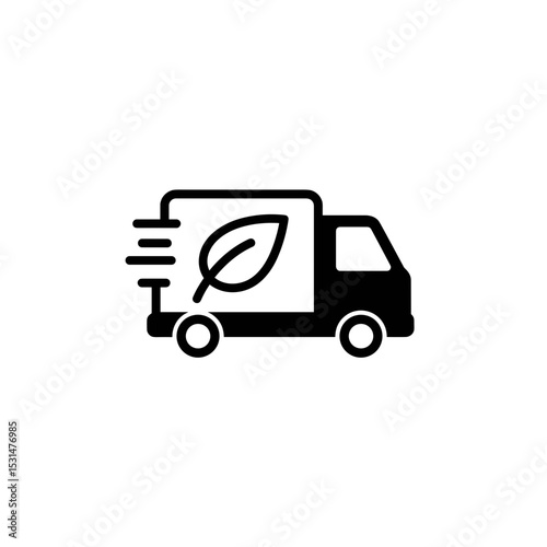Delivery truck with leaf logo representing eco-friendly transport  