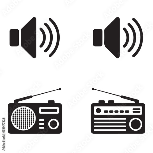 Retro radio vector icon for wireless communication technology