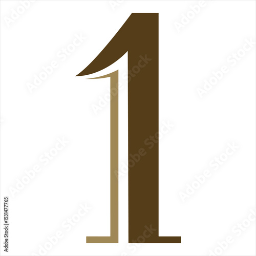 Elegant Number One Logo Design in Brown and Beige