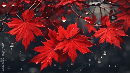 Victoria Day celebration with stylized red maple leaves and elegant design