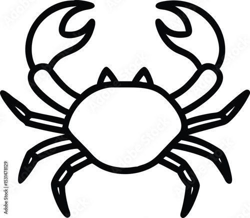 Crab outline shows a simple representation of sea life with curved claws