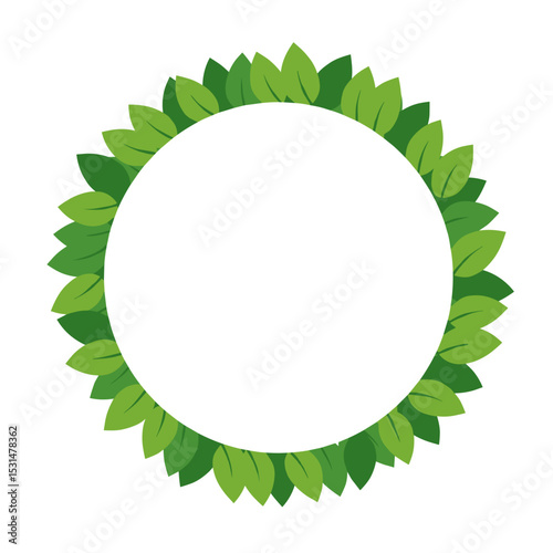 Green leaf frame with empty space for text or images  
